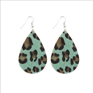 Turquoise Leopard teardrop earrings